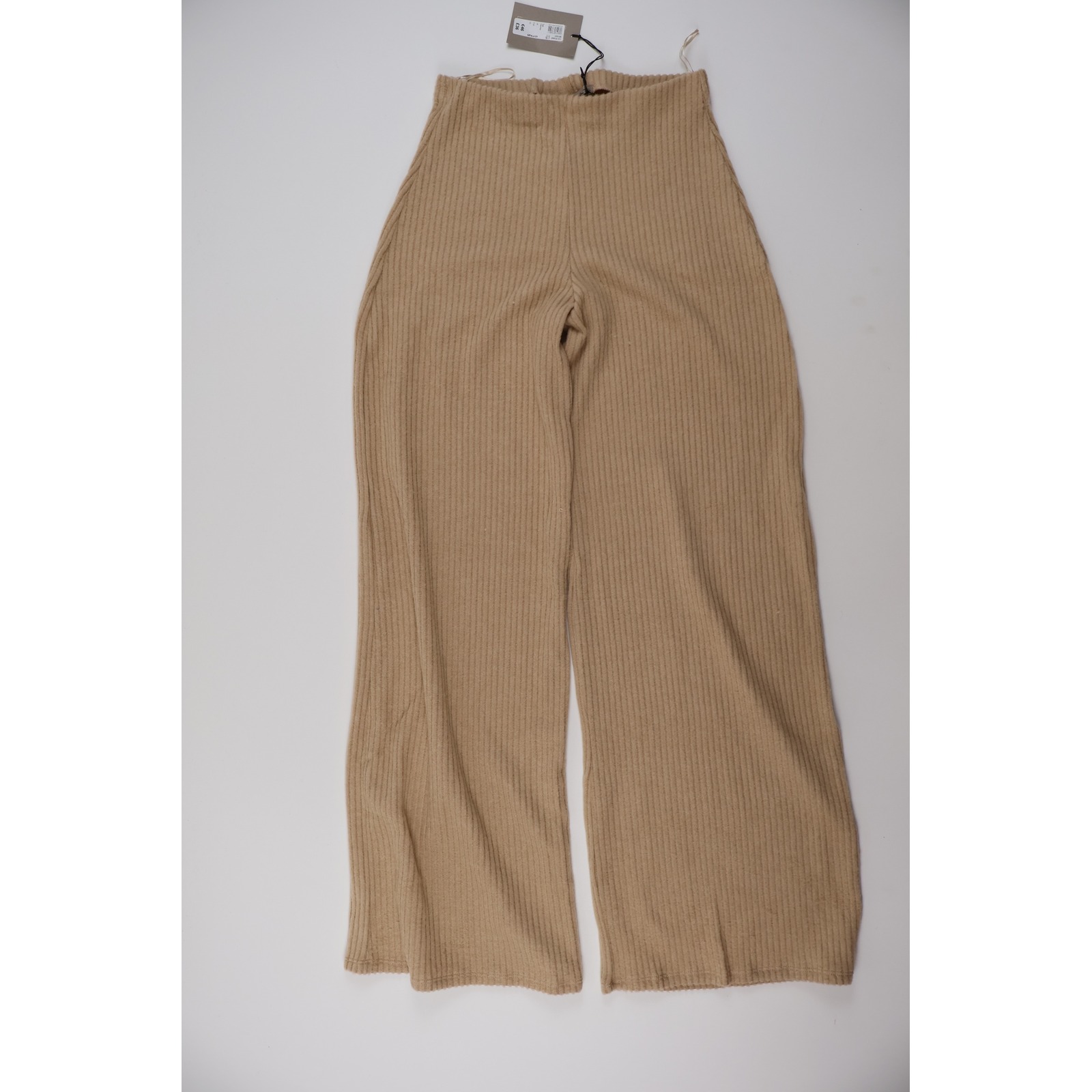 Na-Kd Pants Ribbed Wide Leg Trousers Beige Solid Medium Nwt